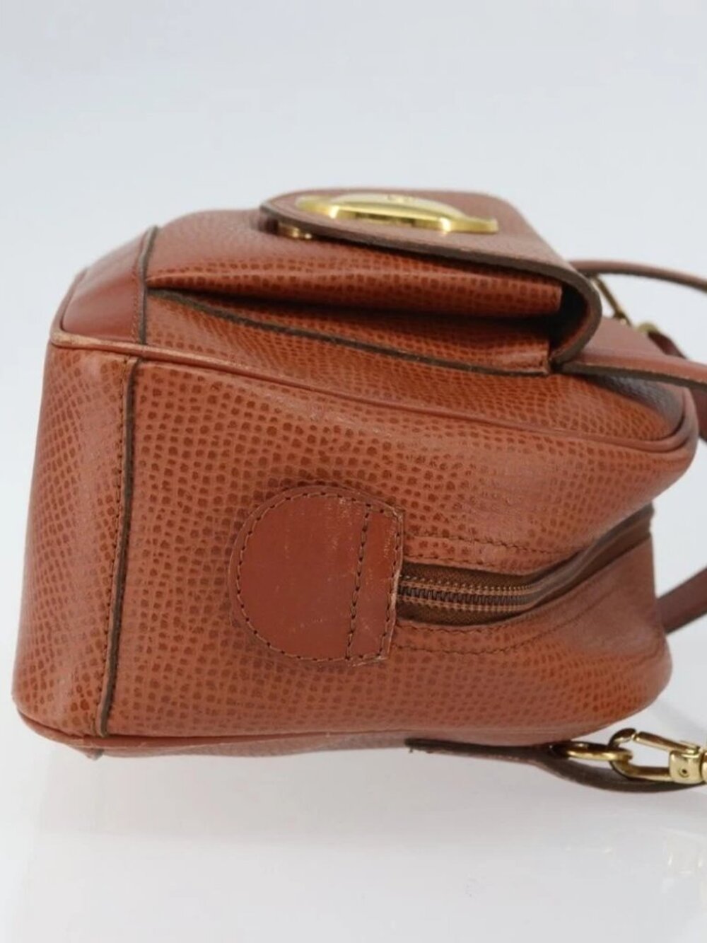 Christian Dior Hand Bag Leather 2way Brown Gold Auth - Picture 3 of 16